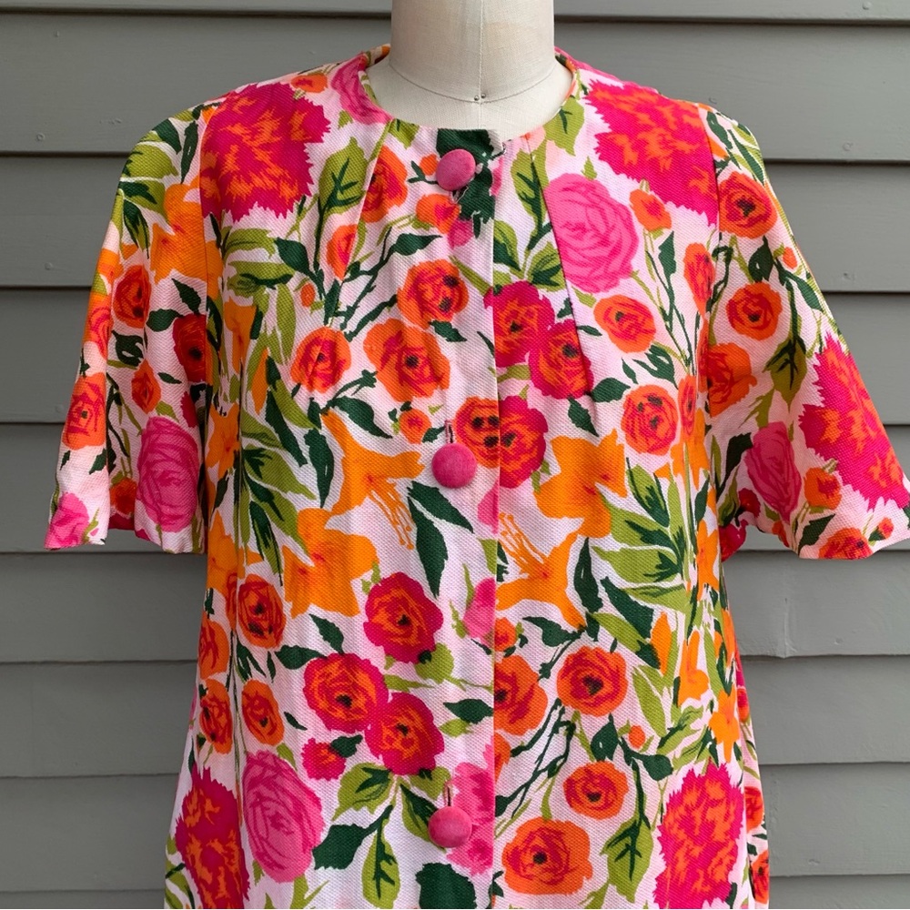 Vintage 60s Floral Multicolor Maxi Dress Housedre… - image 7